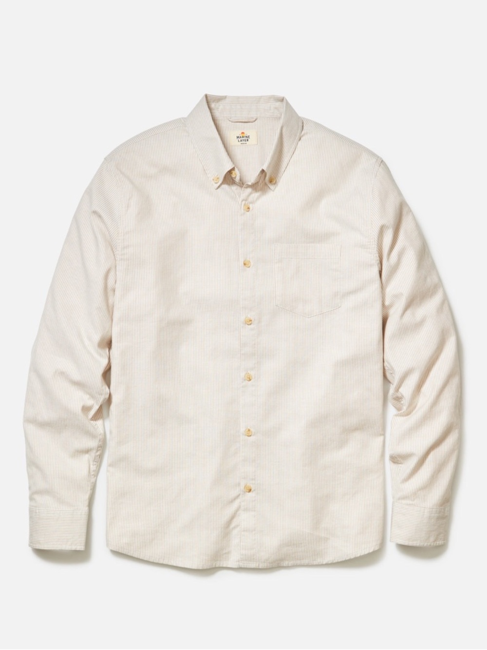Marine Layer California Oxford Shirt Men’s Large Warm Cream Stripe Button Down